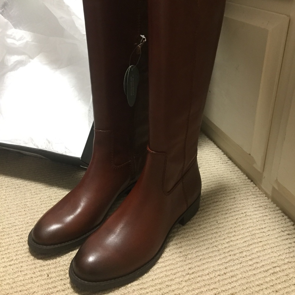 Brown/Fawne high style boots REAL LEATHER & NEW